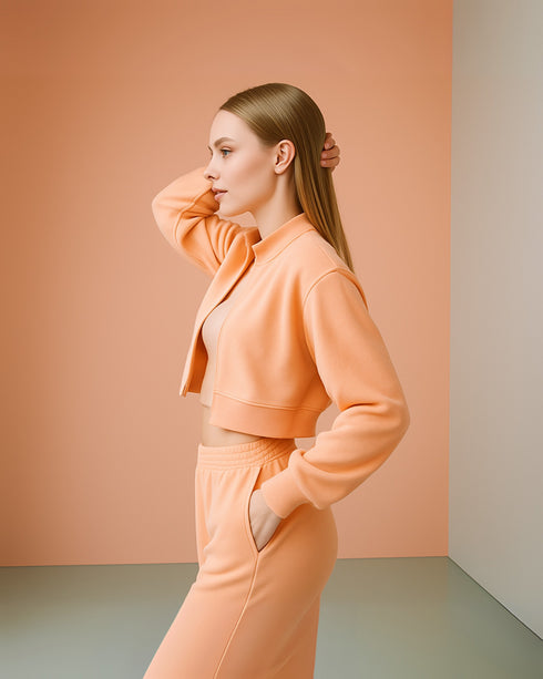 Women’s Full-Sleeve Zipper Cotton Poly Co-ord Set.